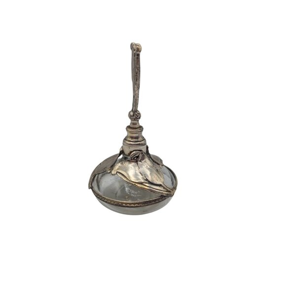 Vintage Silver-Plated Floral Tulip Perfume Bottle With Glass Dropper 6" Tall Ele - Picture 10 of 12